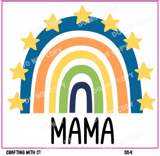D54 Mama rainbow stars decal