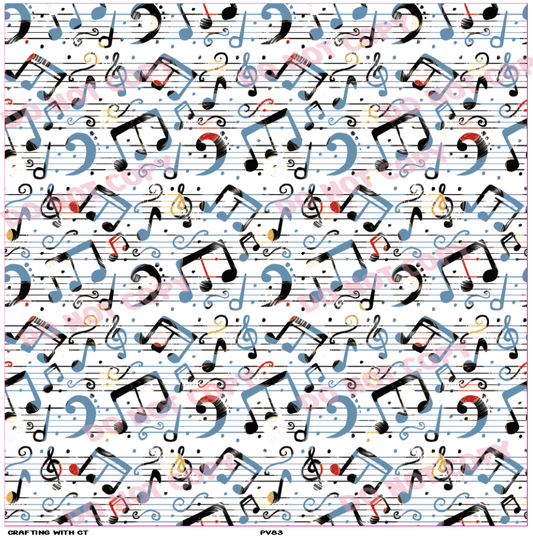 PV83 Music notes and records v2 vinyl sheet